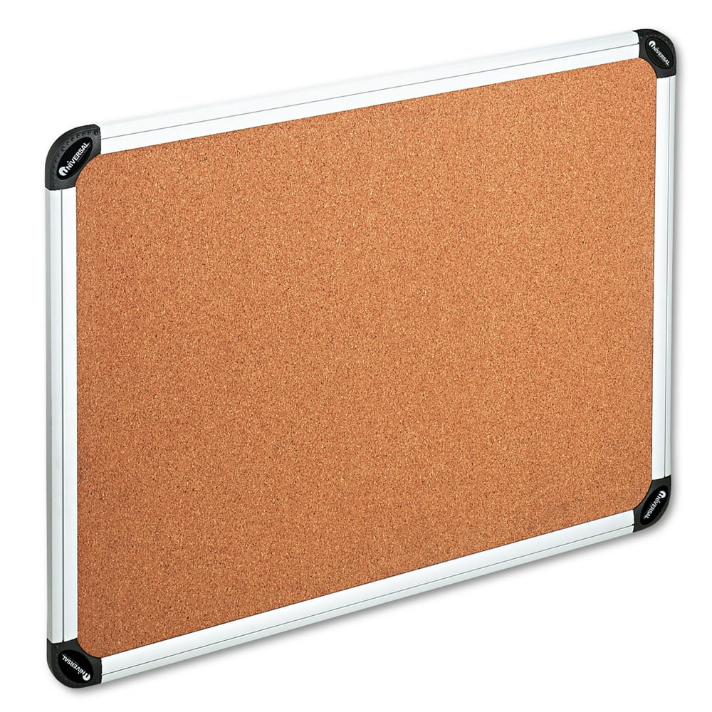 Universal Cork Board With Aluminum Frame, 48 X 36, Natural, Silver