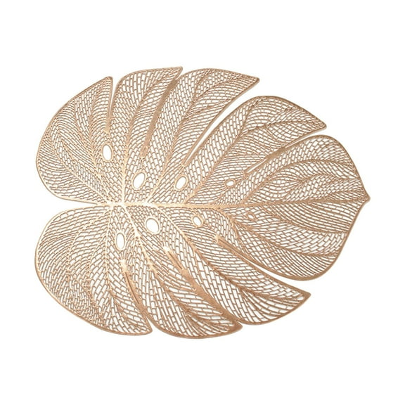 2025 Plan, Placemat, Kaireo Simulation Leaf Hollow Turtle Leaf Decorative Placemat Fashionable Pvc Waterproof and Oil-Proof Durable Table Mat Insulation Pad Rose Gold, 1X Placemat, Kitchen Mat