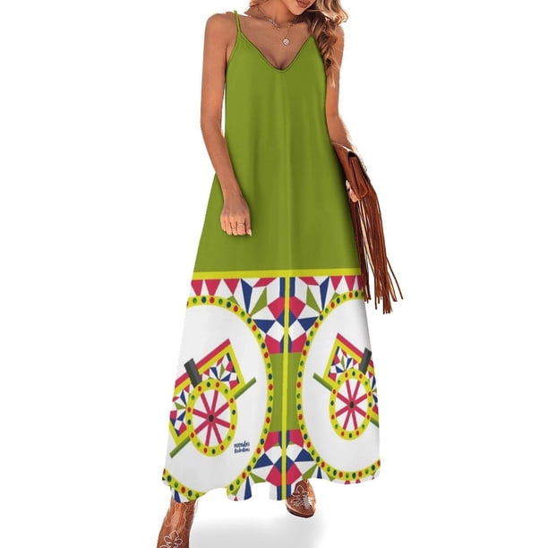 Vestido sin mangas Carretto siciliano Vestido largo de mujer Vestido de verano para mujer 2024 Vestidos para mujer 2024