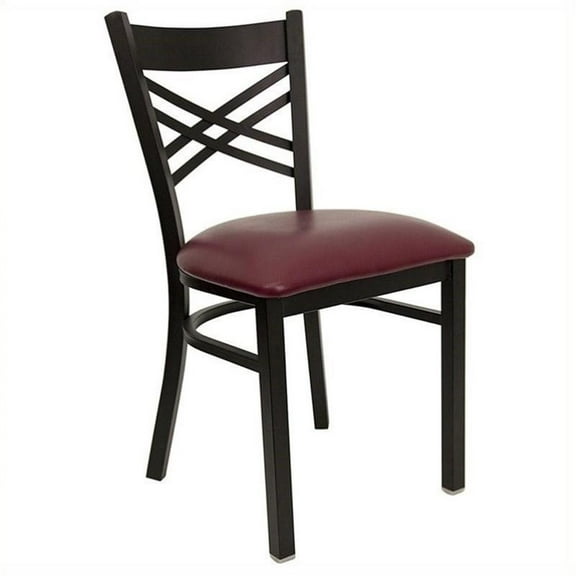 Bowery Hill Black Back Metal Dining Chair in Burgundy