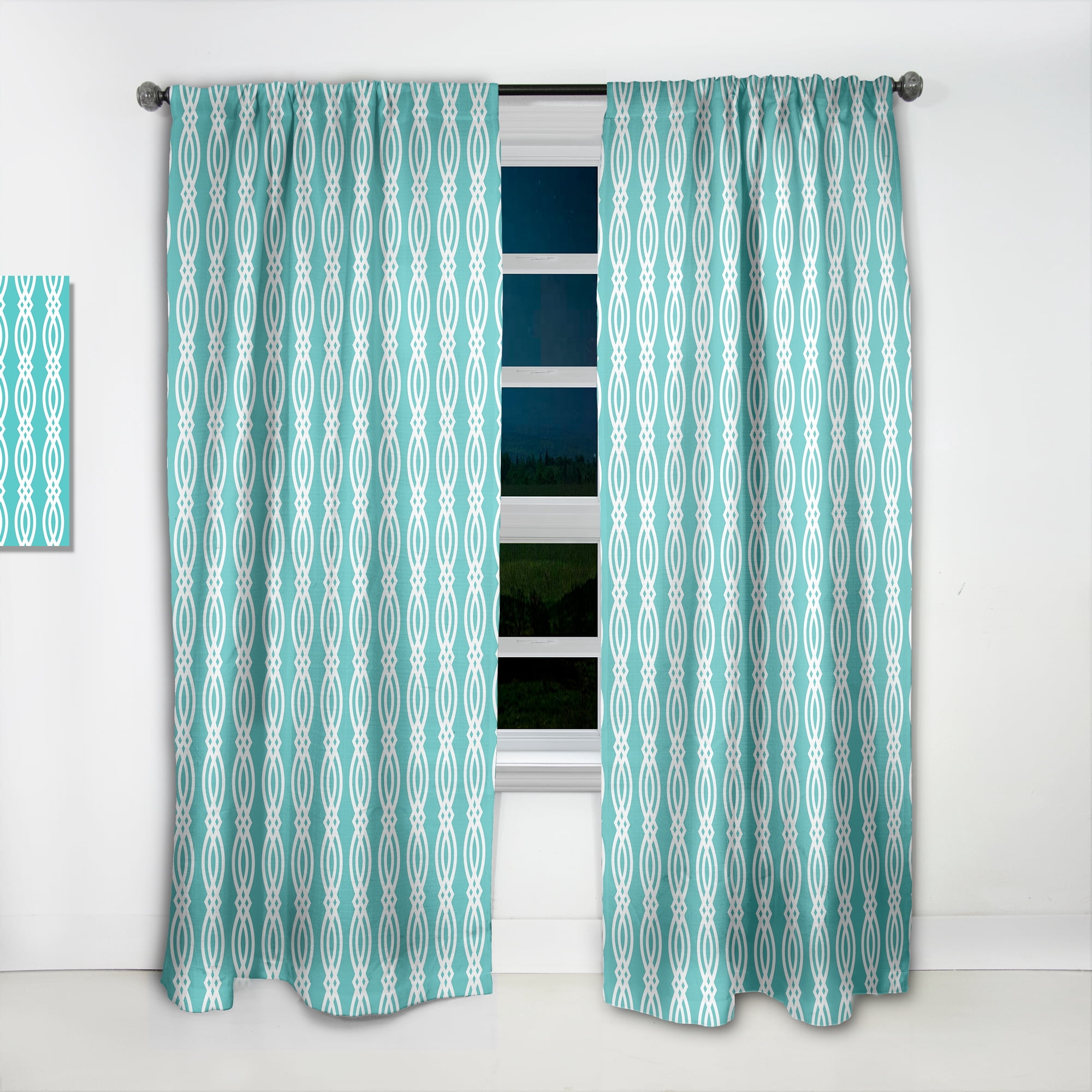 Designart 'Abstract Retro Pattern Design XVIII' Mid-Century Modern Curtain Panel