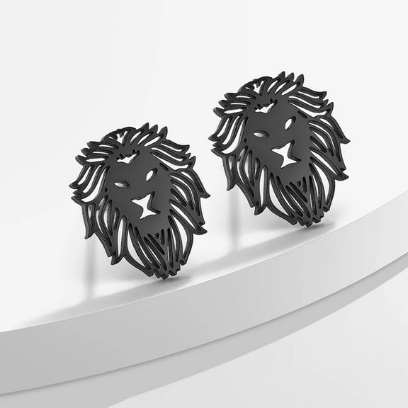 Stainless Steel Handmade Lion Stud Earrings Simple Jewelry Birthday Party Gifts for Men and Women