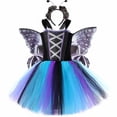 thumbnail image 3 of Disfraz de mariposa y esqueleto de Halloween para niños, disfraz de fiesta de carnaval con alas de calavera negra, conjunto de vestido de tutú de hada elfa oscura para niñas, 3 of 5