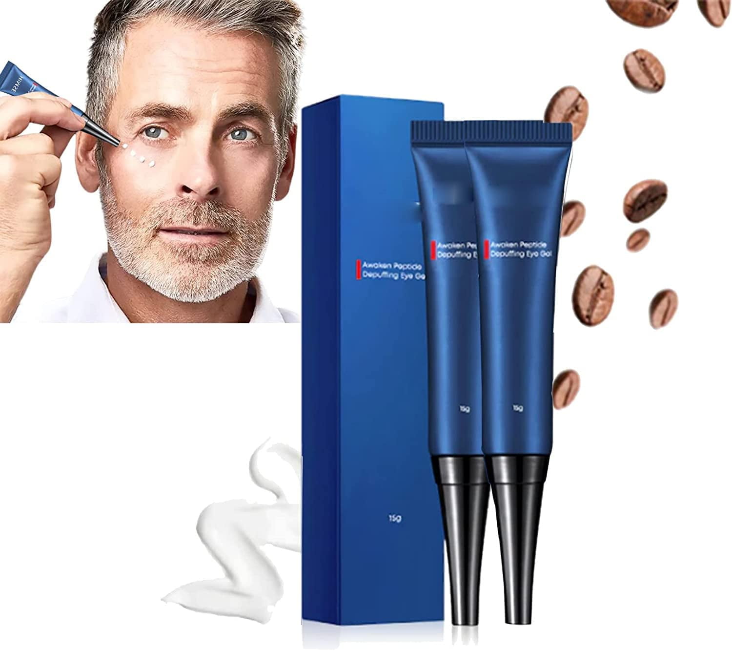 Himse Awaken Peptide Depuffing Eye Gel,Men's Moisturizing Eye Cream