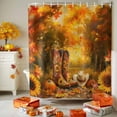 thumbnail image 3 of Thanksgiving Shower Curtains for Bathroom, Cowboy Boots Hat Pumpkin Sunflower Maple Fall Waterproof Fabric Shower Curtain for Bathroom Bathtub Decoration, Machine Washable, 54x"78", 3 of 9