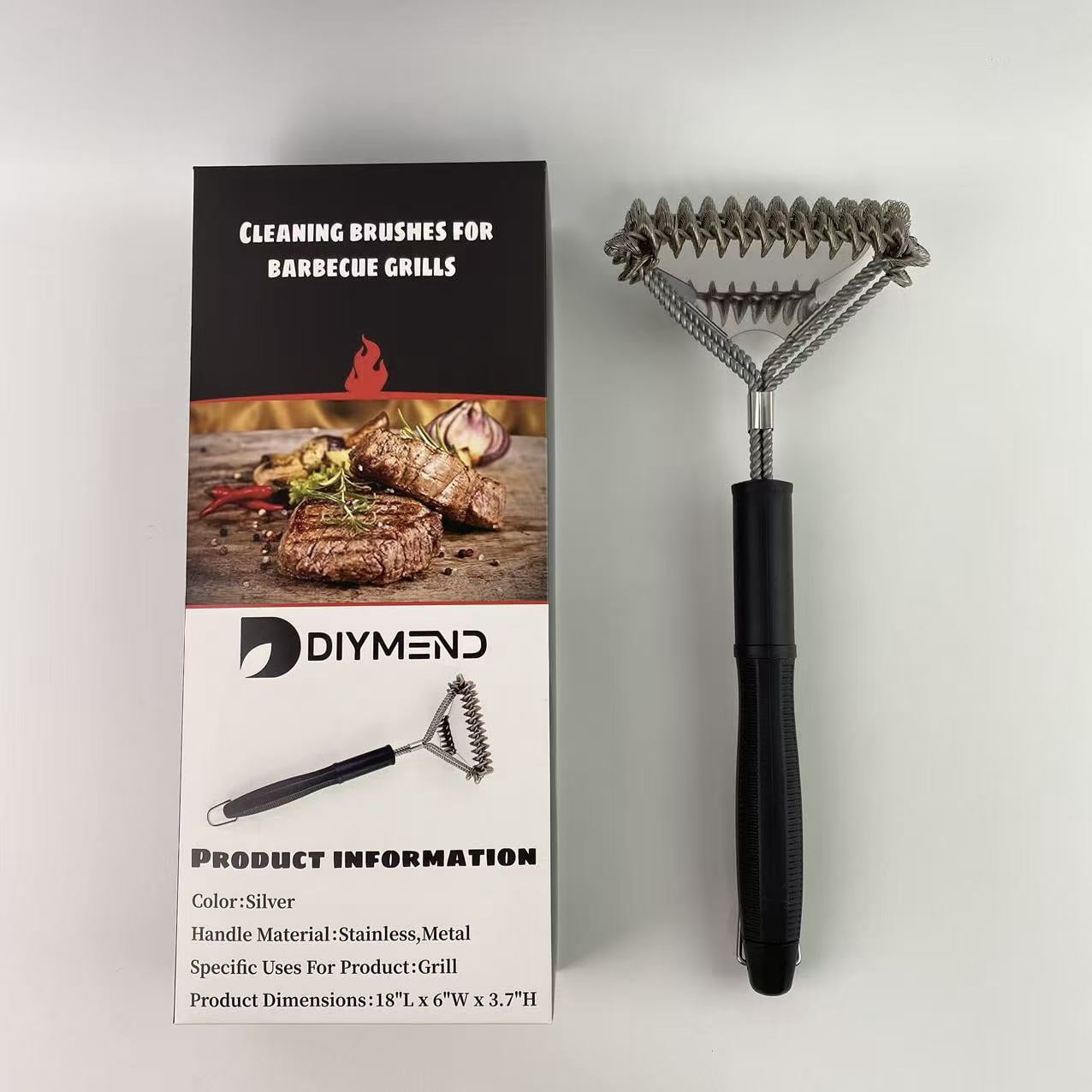 DIYMEND Cleaning brushes for barbecue grills – Safe BBQ Brush for Grill – 18'' Stainless Grill Grate Cleaner