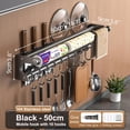 thumbnail image 2 of SHIQI-Hanging Wall Mount Knife Wall Mount, Space-Saving Kitchen Utensil Rack with Hooks, Kitchen Storage Shelf for Utensils Spatula Spoon, Hanging Pot Rack, Easy to Clean (Grey, 50CM+10Hook), 2 of 4