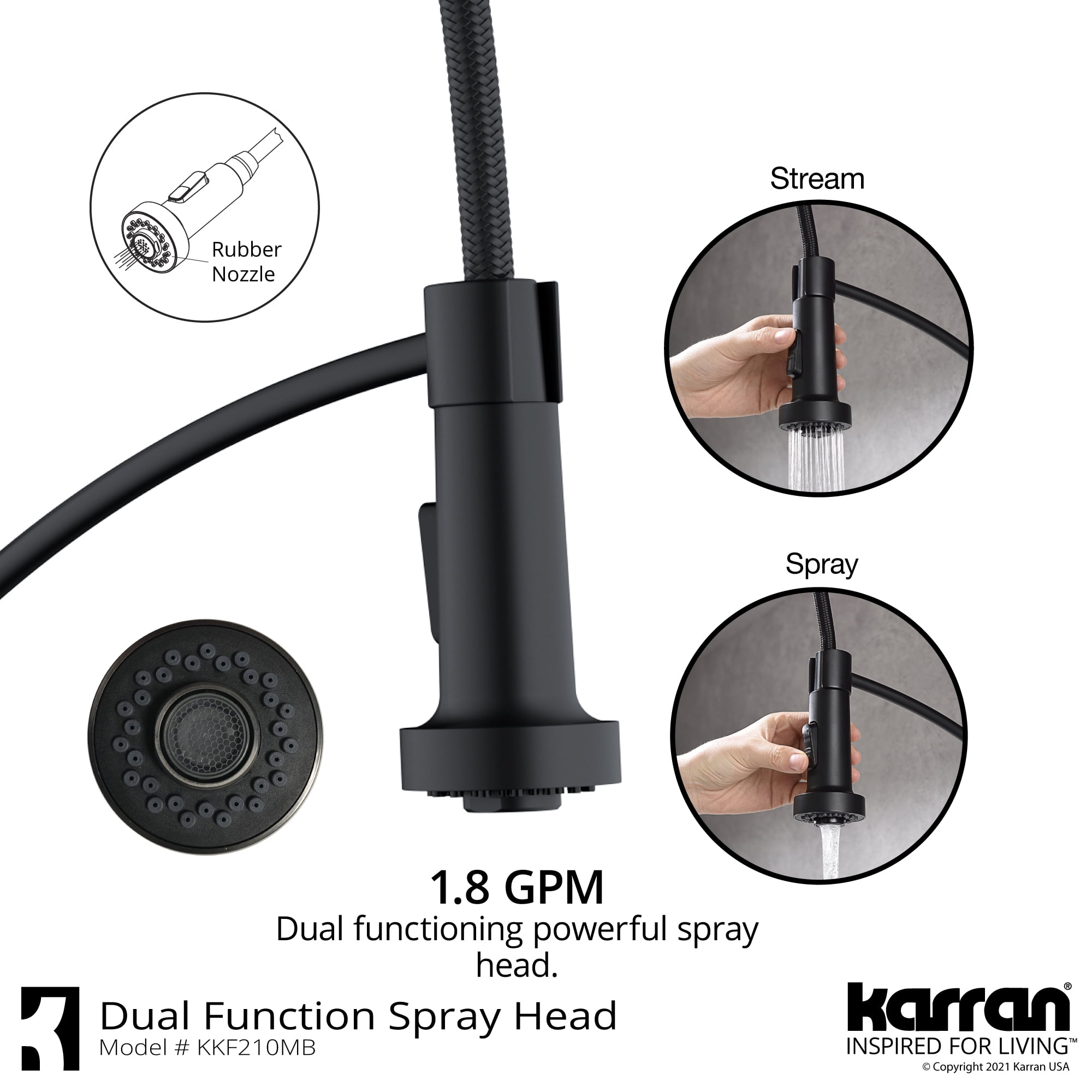 Karran Scottsdale Single-Handle Pull-Down Sprayer Kitchen Faucet with Matching Soap Dispenser in Matte Black
