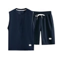 thumbnail image 4 of RMGVDSD Mens 2 Piece Short Sets Men's Summer Loose Sleeveless Tank Top And Shorts Set Casual Sports Suit Solid Color Workout Outfits Comfortable Athletic Suits, 4 of 5