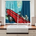 thumbnail image 2 of Ambesonne Fantasy Kitchen Curtains, Cosmonaut in a Car, 55"x39", Night Blue Aqua Red, 2 of 3