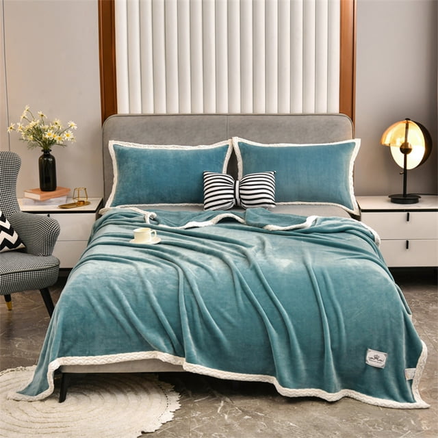 LSLJS Throw Blankets Soft Fuzzy Warm, Fuzzy Throw Blankets Couch Fleece, Throw Blankets Bed Cozy Machine Washable Plush Thick Comfy Checkered Furry Sofa, Bed Blanket
