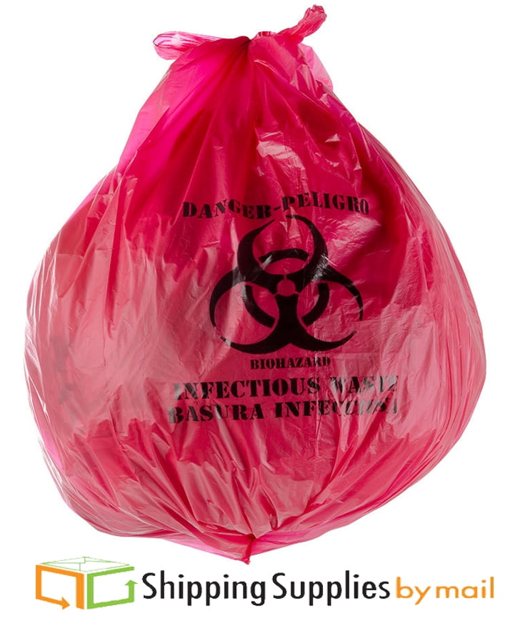 Bio Hazard Infectious Waste 24 x 23 Red Disposable Bag 8-10 Gallon Pack Of 21 