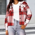thumbnail image 2 of Tqcoqu Women's Plaid Cropped Hooded Shacket,Long Sleeve Button Down Loose Casual Jacket With Chest Pockets, 2 of 5