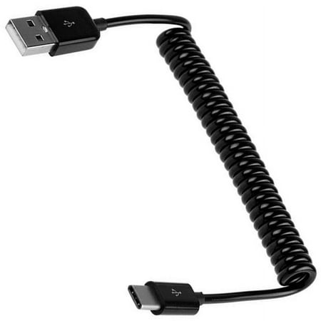 USB-C Cable, Nakedcellphone Short 1ft Coiled Cord Expands to 2ft [TYPE-C] Charge/Sync Compatible with Motorola Moto Edge+, RAZR 3, G Stylus 5G 2022, G Pure, Edge Plus, G7 Plus, Z4 Z3 Z2 Play
