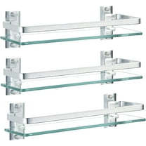 Bathroom Glass Shelf Set - Thick Tempered Glass, Rectangular, Wall-Mounted Storage Organizer