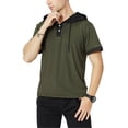 thumbnail image 4 of Camiseta de manga corta con capucha y sudadera para hombre, camiseta, verde militar, negro, S Speravity AP002510-01, 4 of 6