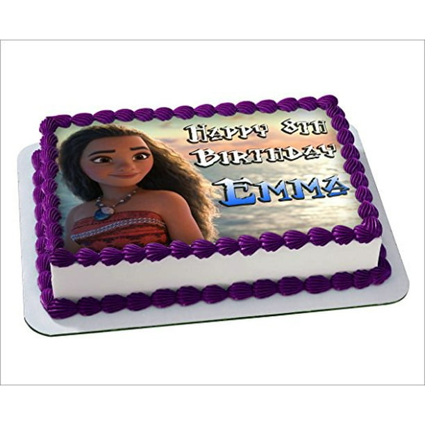 Moana Disney Edible Cake Topper Personalized Birthday 1 2 Size Sheet Decoration Party Birthday Sugar Frosting Transfer Fondant Image Walmart Com