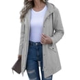 thumbnail image 5 of Mifsaly Womens Windbreaker Jacket Lightweight Windproof Hooded Full Zip Trench Coat Outdoor Hiking Camping Travel Outerwear with Adjustable Drawstring and Pockets Gray,L, 5 of 9
