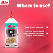 Akfix D2 PVA Glue Super Frame Work, White PVA Adhesive, 17.6 fl oz - 12 Pack
