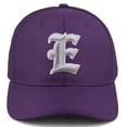 thumbnail image 2 of Daxton Premium Mid Profile Hat Semi Curved Visor Purple Cap White Silver Gothic Embroidered, Letter E, 2 of 4