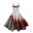 thumbnail image 4 of Women's Punk Gothic Halloween Midi Dress, Off Shoulder Spaghetti Strap A-Line Swing Dress, Blood Drip Retro Print Costume for Halloween Cosplay & Cocktail Parties Gray B 2XL, 4 of 4