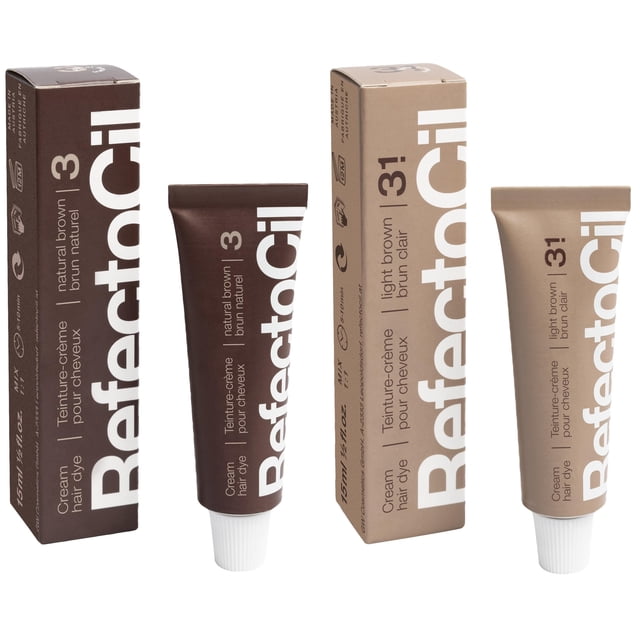 Tinte para el cabello RefectoCil Cream, paquete de 2 unidades, marrón natural+marrón claro
