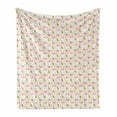 thumbnail image 1 of Cartoon Soft Flannel Fleece Blanket, Scattered Motifs of Leopards Along Exotic Leaves Tropical Repetitive Pattern, Cozy Plush for Indoor and Outdoor Use, 50" x 60", Salmon and Peach, by Ambesonne, 1 of 5