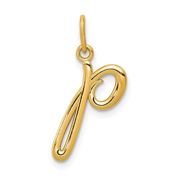 14k Yellow Gold Polished Letter Name Personalized Monogram Initial Charm Pendant Necklace for Women