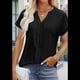 thumbnail image 4 of Blusas con Ojales para Mujer, Cuello en V, Corta, Bordadas, Estilo , Informal, Holgada, de Verano Negro L, 4 of 8