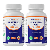 2 Pack Vitamatic Flaxseed Oil 1200mg 120 from Cold Pressed Flax Seed - 675 mg of ALA Omega 3 Fatty Acids for Improving Heart Health
