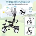 thumbnail image 3 of Baby Tricycle, 7 in 1 Folding Toddler Bike with Canopy, Rotatable Seat, Cup Holder & Storage, Trike for 1-5 Year Old, Gray, 3 of 7