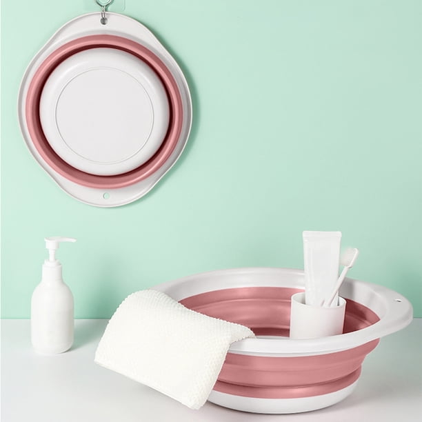 Lavabo plegable portátil de gran capacidad, ahorra espacio y es multifuncional para dormitorios, camping y material educativo. Aestivo | Rosa | AESTIVO