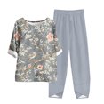thumbnail image 2 of Nrmvnmi Women's Summer 2 Piece Outfits Casual Floral Prints Short Sleeve Pajama Tops Wide Leg Pants Lounge Sets Tracksuits Mothers Day Gifts, 2 of 5