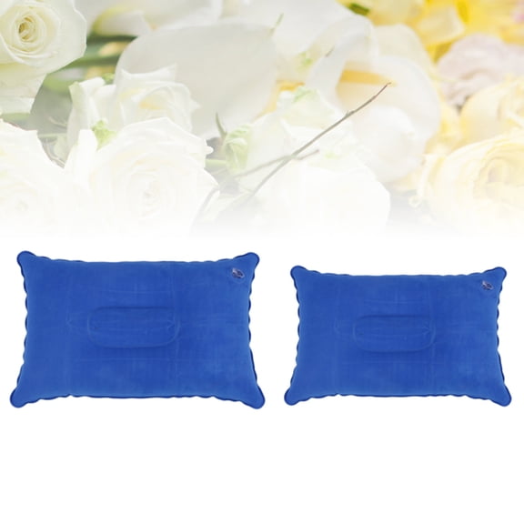 FELTECHELECTR 2Pcs PVC Flocking Blue Inflatable Neck Pillows Multi Purpose Portable Cushion for Travel