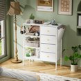 thumbnail image 3 of MIDOQIN Nightstand with Charging Station and LED Lights, Bedside Table with 3-Tier Shelf Modern 4 Drawers Dressers End Table with Wooden Top, 3 of 7