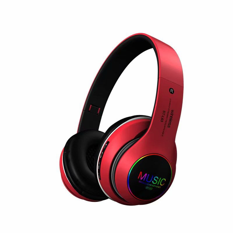 LED Glowing Foldable Bluetooth Earphone Stereo Music Headset Support FM Radio TF 