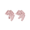 thumbnail image 2 of Loicainy Baby Toddler Girls Fall Clothes Set 6 9 12 18 24 Months 2T 3T Long Sleeve Doll Collar Babydoll Tops Solid Color Pants Outfits, 2 of 9