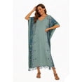 thumbnail image 3 of Beautybatik Grey Boho Flora Printed Women Plus Size Kaftan Kimono Loungewear Maxi Long Dress 4x, 3 of 6