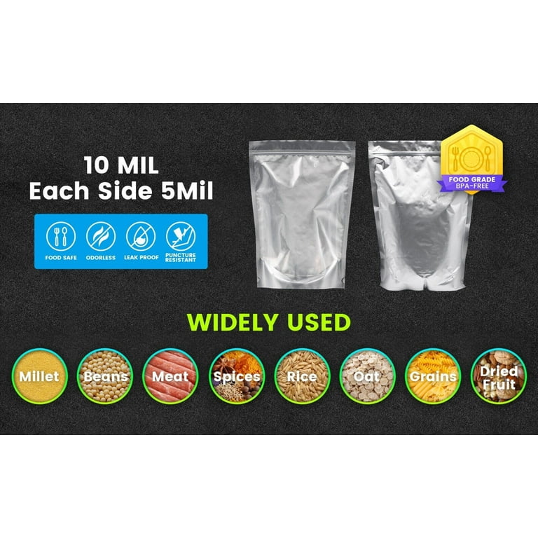 1 Gallon Mylar Bags for Food Storage Resealable Zipper Heat Sealable 1 —  Wisesorbent Store