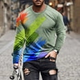 thumbnail image 2 of IROINNID Mens Long Sleeve T Shirts Graphic Print Casual Round Neck Pullover 3D Printed T-Shirt Blouse Tops Savings,Green, 2 of 5