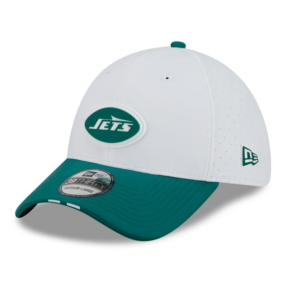 Men's New Era  White/Green New York Jets 2025 NFL Training Camp 39THIRTY Flex Hat
