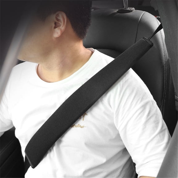 2 pack Extra Long Seatbelt Cover Super Soft Furry for Adults Kids Women & Men, Car Seat Belt Strap Cushion, Fluffy Shoulder Pad Protector, Auto Interior Accessories, 2pc, Black, 15.7in