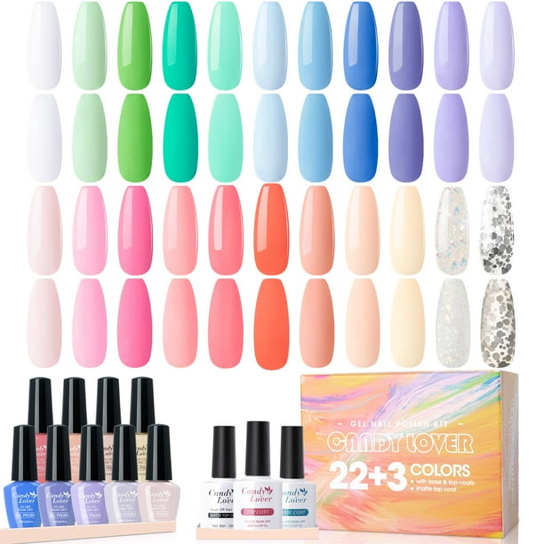 Candy Lover Gel Nail Polish Kit, 22 Colors Gel Polish with Top Coat