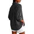 thumbnail image 6 of SAWOBUUN Womens Button Down Shirts Long Sleeve Striped Dress Shirt Collared Office Work Blouses Tops, 6 of 8