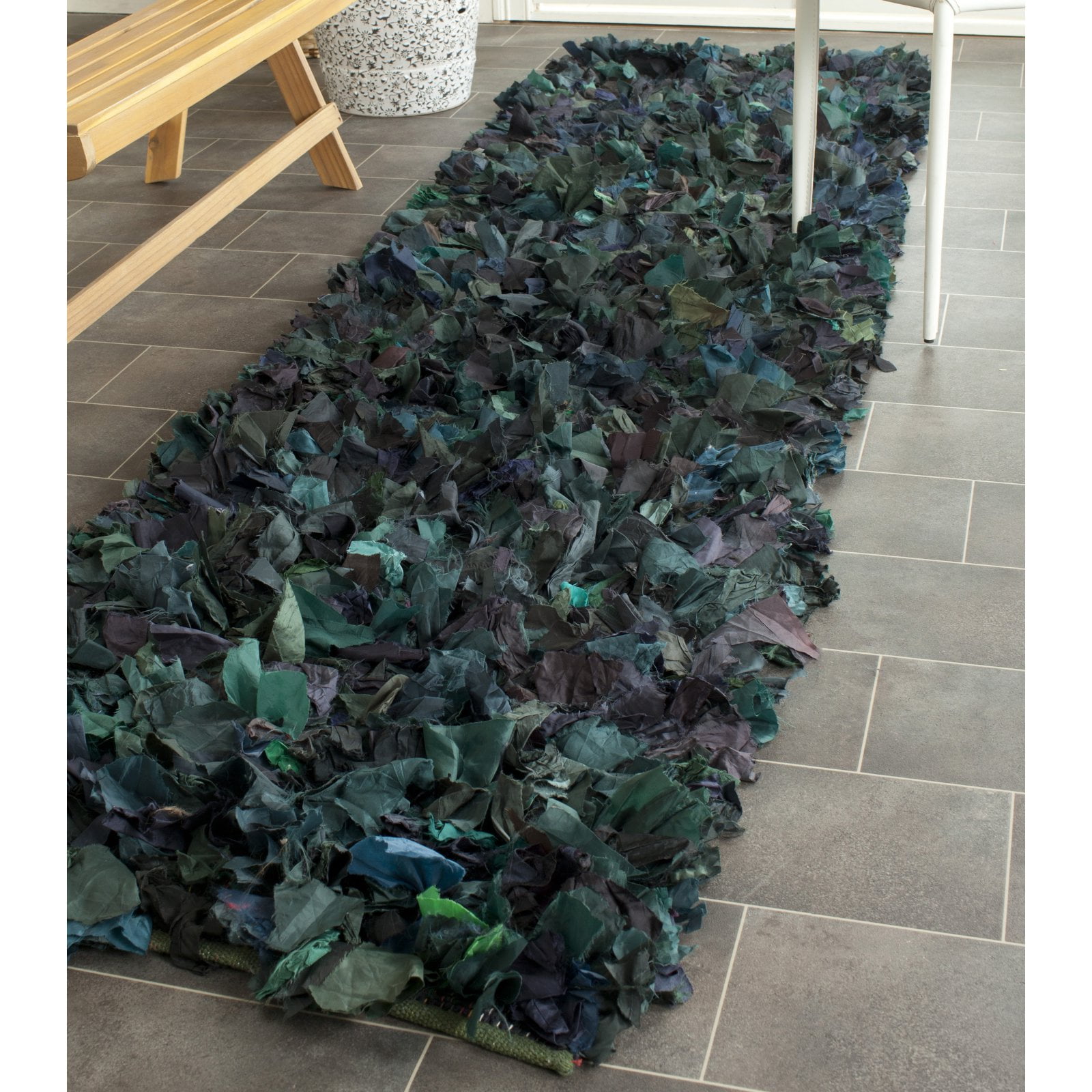 SAFAVIEH Rio Cassandra Confetti Polyester Shag Runner Rug, Green/Multi, 2'3" x 11'