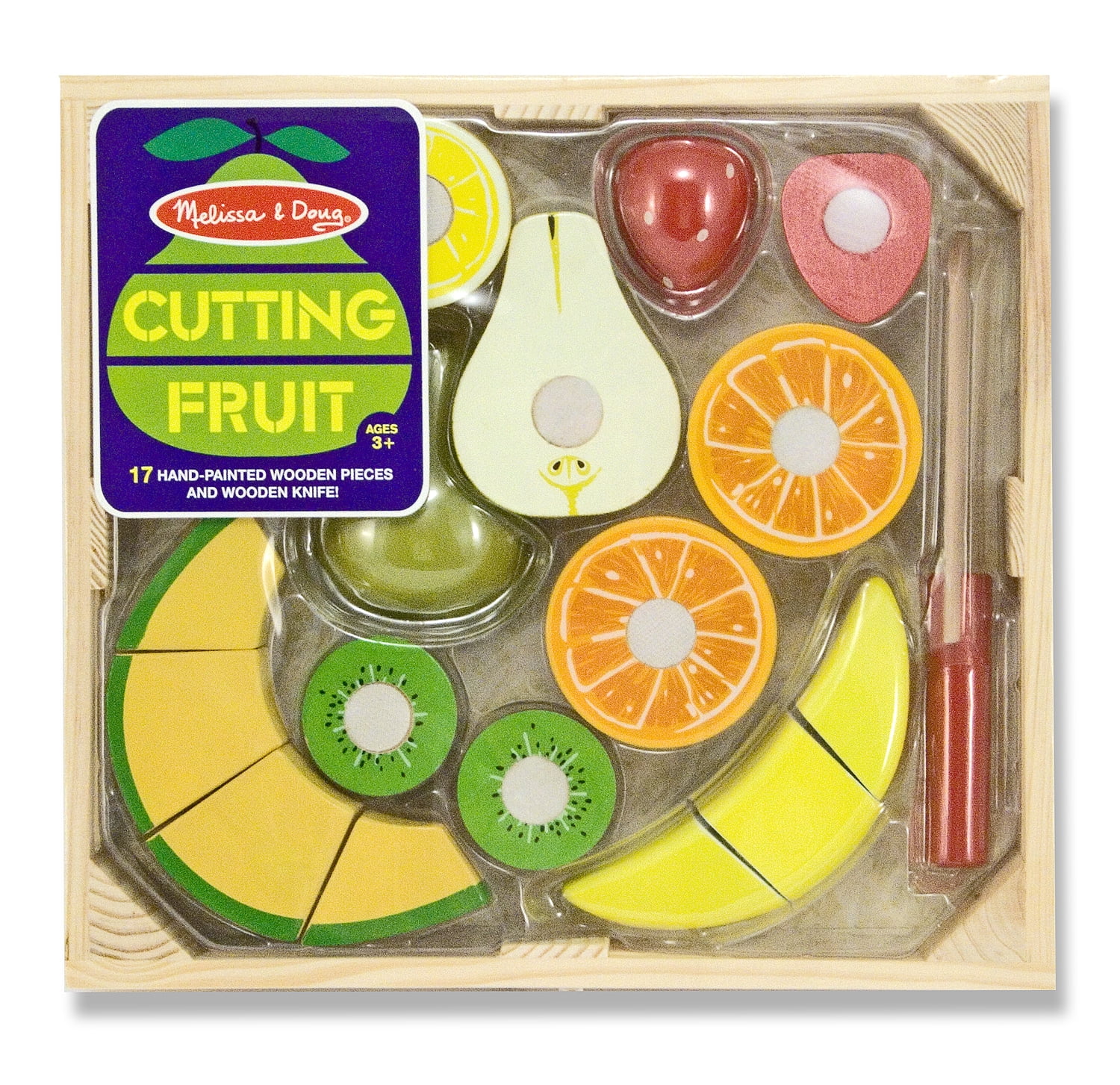 wooden cutting fruit set