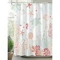 thumbnail image 2 of Shower Curtains Sea Turtle Shell Bath Curtain Coral Seaweed Starfish Jellyfish Red Waterproof Bathroom Shower Curtain Set with Hooks Decoration 72 x 72 Inches, 2 of 7