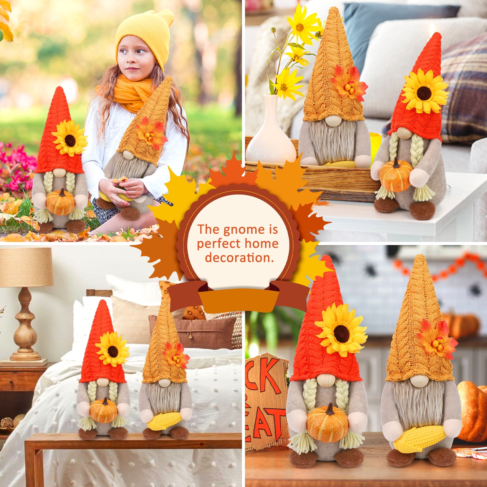 2 Gnomes Lumineux Automne - Décorations D'Automne LED Pour Maison, Cheminée, Mariage Ou Thanksgiving - 9