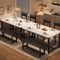 thumbnail image 3 of Dining Table Set for 4, Kitchen Table with 2 Upholstered Chairs and Bench, Wood Kitchen Dining Room Set, for Small Space, Apartment, Home, Kitchen, Marble White, 3 of 7