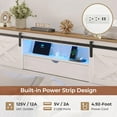 thumbnail image 4 of King Size Bed Frame with LED Lights and Charging Station, Farmhouse Storage Bed Frame with Headboard and Drawers, No Box Spring Needed, White, 4 of 8